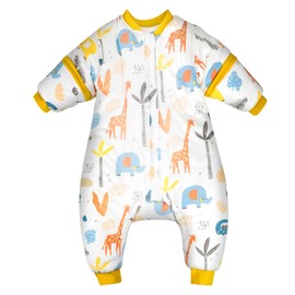 MooMoo Baby Sleep Sack with Feet Winter Sleeping Bag with Legs Cotton Toddler Wearable Blanket (Giraffe(3.5Tog), 35.4 Inches)