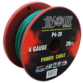 Absolute P420GR 4 Gauge Spool Multi-Strand 20 Feet Power Wire Cable (Green)