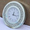 DMDFIRST Silver Round Mirror Clock 20x20inches Crystal Sparkle Twinkle Bling