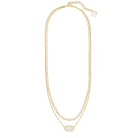 Kendra Scott Elisa Multi Strand Necklace for Women, Fashion Jewelry, 14k Gold-Plated, Iridescent Drusy