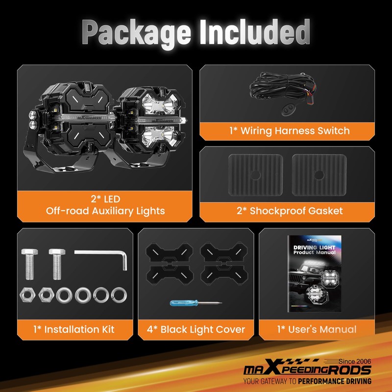 maXpeedingrods 2 x 3.5" 160W Offroad Lights, LED Light Bar