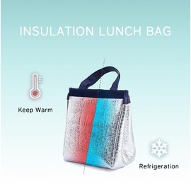 LOYOBOHO Simple Thermal Bag Portable Lunch Bag Reusable Lunch Bag Large Capacity Thermal Insulation Aluminum Foil Liner to Keep Food Cold Or Hot(One Pack) (Black)