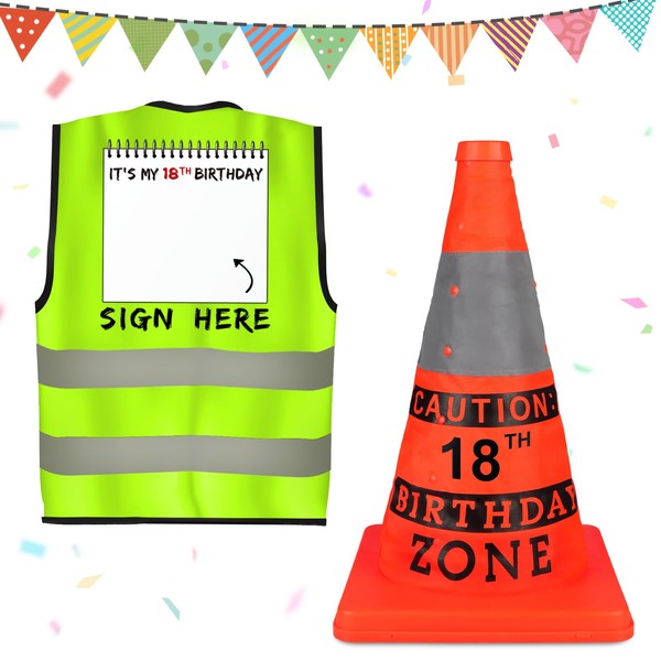Giftota Original 18th Birthday Gift 2pcs, Safety Cone and Vest