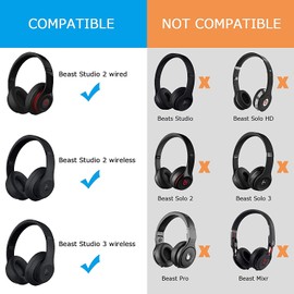 Sqrmekoko Studio 3 gen Memory Foam Ear Pads Cushions Replacement for Beats Studio 2.0 Studio 2 Wired Wireless Over-Ear Headphones (White)