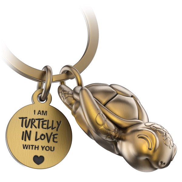 FABACH Turtle Key Ring Snappy with Heart and Engraving –