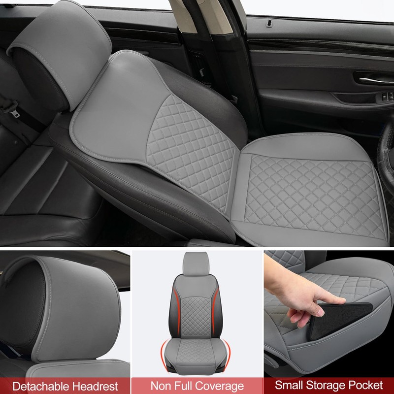 BEITK 2 Pack Leather Front Seat Covers, Universal Sideless Car