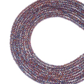FASHEWELRY 10 hebras de cuentas de cristal Briolette de 2 mm, cuentas espaciadoras de cristal facetadas redondas chapadas en arco iris para collares, pulseras, fabricación de joyas (azul pizarra oscuro)