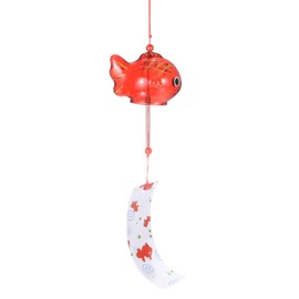 M METERXITY 1-Pack Japanese Wind Chimes, Glass Wind Bells Handmade Pendant, Glass Hanging Wind Chimes for Outdoor/Garden/Patio/Home/Yard Decoration [Red Small Fish]