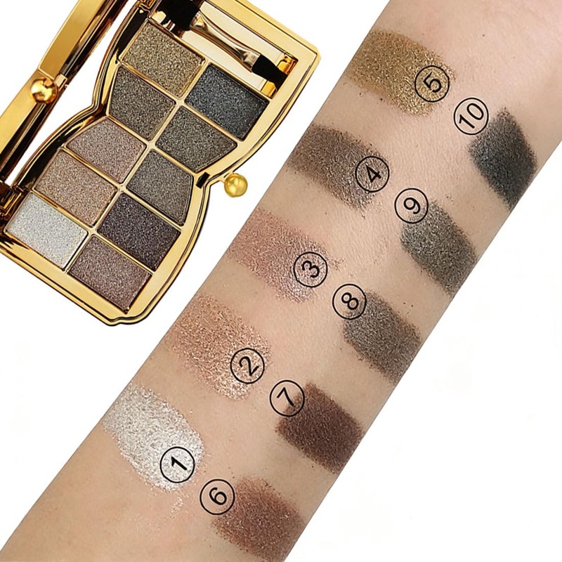 Virtegasas Glitter Eyeshadow Pallet, 10Color High Pigment Shimmer Eyeshadow