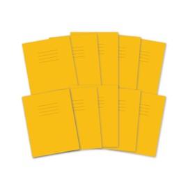 Hamelin A5 Exercise Books, 48 Pages, Yellow, Pack of 10 for School, 8 mm Ruled and Margin (9 x 7")