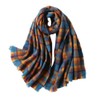 Bufanda larga unisex de cachemira con diseño de tartán de gran tamaño para invierno, para mujer, hombre, estilo británico, chal de punto, Azul (Peacock Blue), talla unica