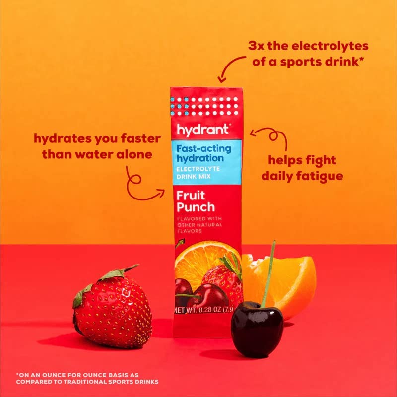 HYDRANT Hydrate, Individual Hydration Electrolyte Powder Stick Packets with No
