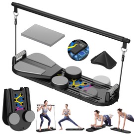 Pilates Reformer, Foldable Pilates Board, 7-in-1 Multi-Function Pilates Equipment, Home Pilates Set, Full Body Workout, Universal Portable Gym Equipment for Core Strength and Pilates Training (Black)