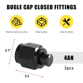 Wevdn 2 PCS 4AN Flare Cap Block Off Fitting Plug, Aluminum Female Swivel Hex Head Nut Port Adapter Flare Cap, AN4 Hose Fitting Plug Female Flare Cap for Oil Line, Car Accessories