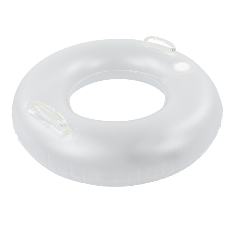 LED Inflatable Swim Ring with 2 Handles Transparent Swimming Floating