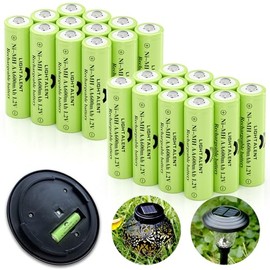 Lightalent - Pilas Recargables Ni-MH AA, Batería Precargada de Alta Capacidad de Doble A 1.2V para Luces Solares al Aire Libre (AA-600mAh...
