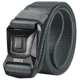 DOUNTO Tactical Belt, 1.5" Military Nylon Webbing Work Belts Rigger Belt With Heavy Duty Quick Release Buckle, Grey, S-for Waist 30"-36" (Length 45")