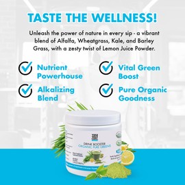 Yes You Can! Drink Booster - Organic Greens Superfood Powder Drink Mix - 2 Pack with Alfalfa Grass, Wheatgrass, Kale, Barley Grass, Lemon Juice Powder - Rich in Antioxidants, Vitamins and Minerals.
