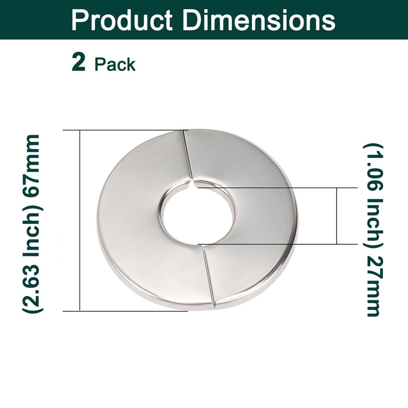 BathAce Shower Arm Flange, Stainless Steel Replacement Wall Split Flange/Escutcheon