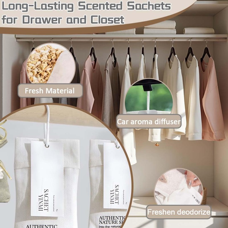 Muufuuser Home Refillable Fragrance Sachets 6-Pack, Lavender & Freesia Corn