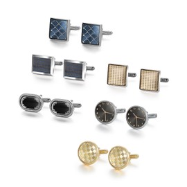 Wynameleri Cufflinks Set 6 Pairs for Men, Business Formal Shirts Buttons Cuff Link Packed in Case T0206020