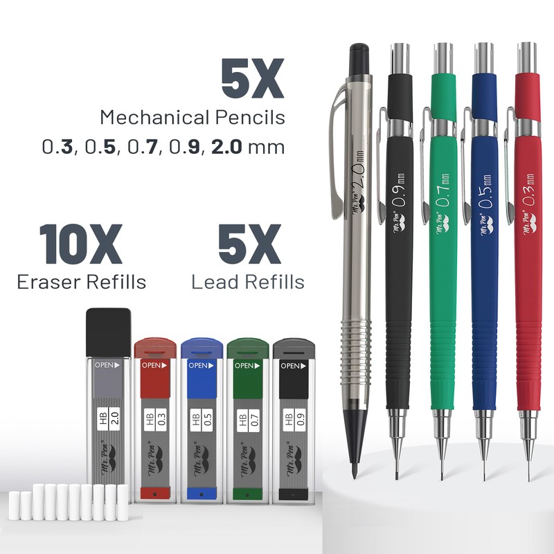 Mr. Pen- Art Mechanical Pencil Set, 5 Mechanical Pencils (0.3,