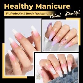 UNA GELLA Medium Coffin Nails Tips 600Pcs, Gel Nail Tips Coffin Pre Etched Press On Nails Fake Soft Gel Nail Tips For Nail Extension Ombre Stlye Art Home DIY Salon 12 Sizes