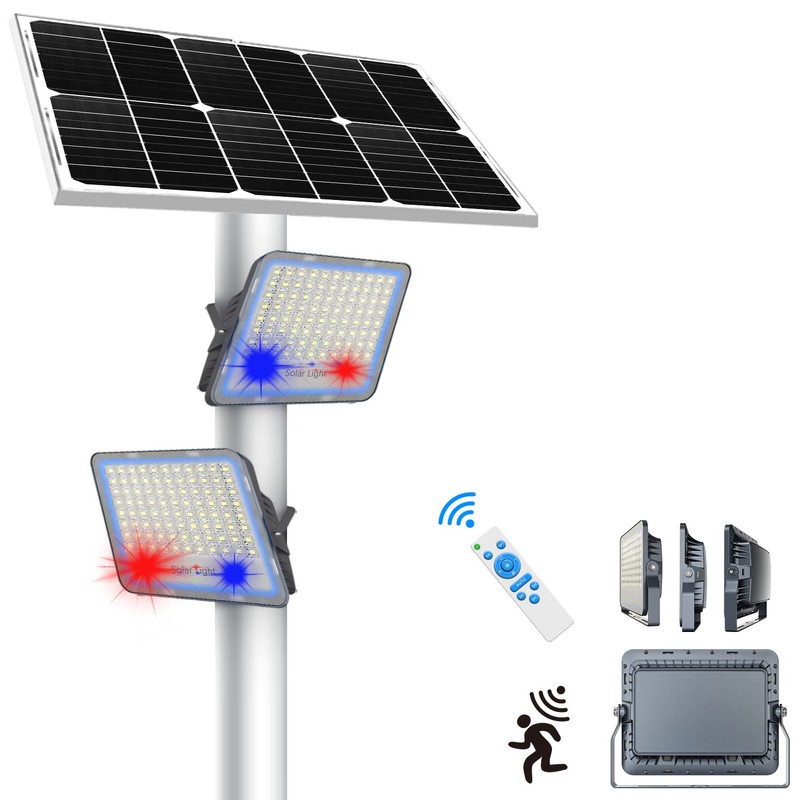 Gebosun 100W 12000LM Solar Flood Light Outdoor with Separate Panel,