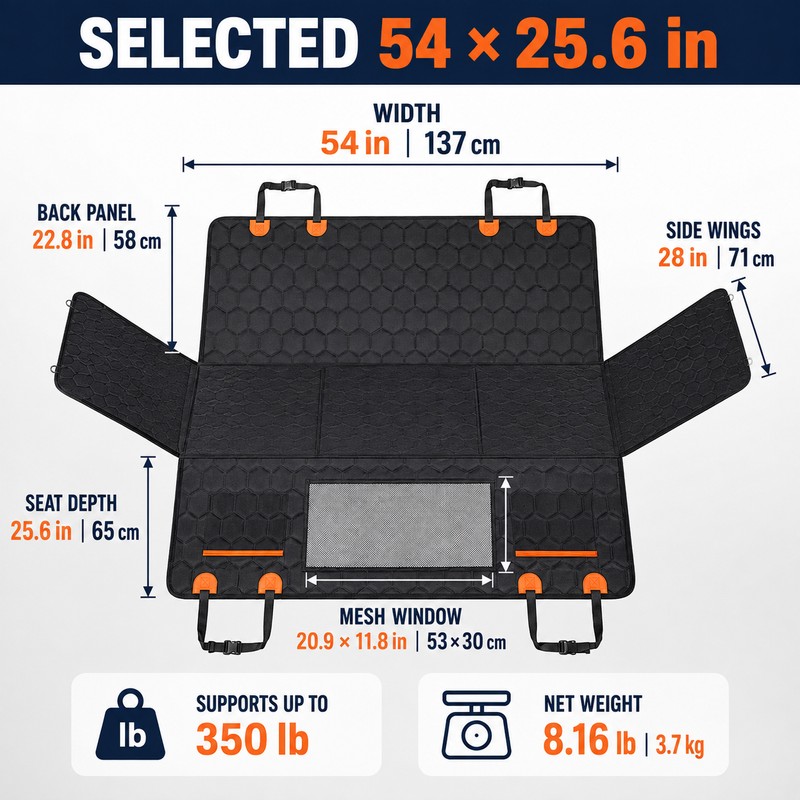 SucceBuy Dog Back Seat Extender with Hard Bottom, Mesh Window