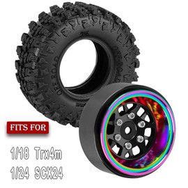 RCYouHott RC Aluminum 1.3 Wheels Tires for SCX24 TRX4M 1/18 1/24 RC Crawler Car.1.3 Beadlock Wheel Tires Set,1.3 Beadlock Wheels and Tires/Wheel Rims (4PCS) Black