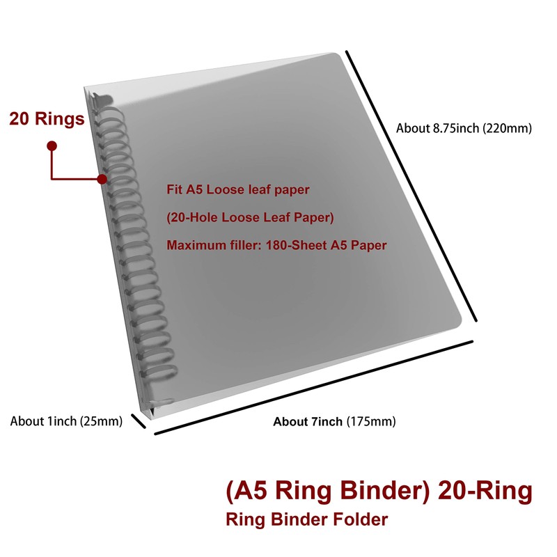 20-Hole Ring Binder, Loose Leaf Folder, A5 Folder, Can Filler