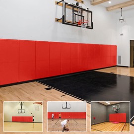 PROGOAL 1 Pack Wall Protection Pad,Sport Wall Padding Gym Basketball-Court Garage Protectors with 2” Thick Foam,Durable High-Cushioning Padding for Wall-Mounted Basketball Hoops(60" L x 20" W,Red)