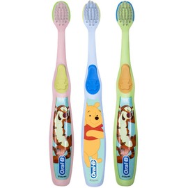 Oral-B Baby Manual Toothbrush, Pooh Characters, 0-3 Years Old, Extra Soft (Characters Vary) - Pack of 3