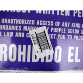 (24)-Purple Spanish Aluminum No Trespassing  W/out Permission Sign Model SS-50