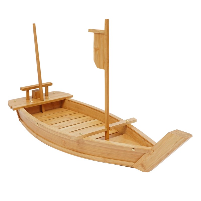 Sushi Boat Serving Tray, 31.5 Inch Large Size Bamboo Sushi