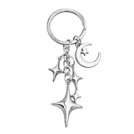 OTETTS Silver Y2K Star Keychain Cute Celestial Charm Durable Metal Key Ring for Keys Bags Aesthetic Gift Car Party Decor，G