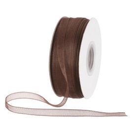 DMiotech 100 Yards Organza Ribbon 1/4 Inch Deep Brown Chiffon Ribbon Shimmer Sheer Gift Wrapping Ribbons for Flower Bouquets Wedding Birthday DIY Decoration