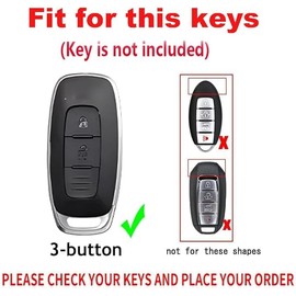TECART Fit For Nissan Key Fob Cover with Keychain Genuine Cowhide Leather Key Shell case Fit for Nissan Rogue Pathfinder X-trail Versa Kicks Ariya Qashqai Teana 2023 2024 Smart Remote Key Black