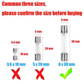 ZUPAYIPA Pack of 10 pcs 500mA F0.5AL Fast-Blow Fuse 0.5A 250V Glass Fuses 0.23 x 1.18 inch / 6 x 30 mm (0.5amp) (F0.5A)