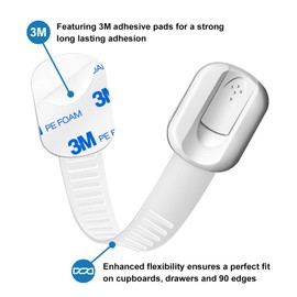 Norjews 8 Pack Cabinet Locks Baby Proofing, Child Safety Cupboard Locks, Child Safety Straps for Cabinets Drawers Toilet Fridge, Adjustable with No Trapped Fingers Easy to Install - White