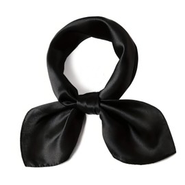 vimate Black Silk Scarf, 35'' Square Soild Satin Headband Neckerchief Scarf for Hair Wrapping at Night (Black)