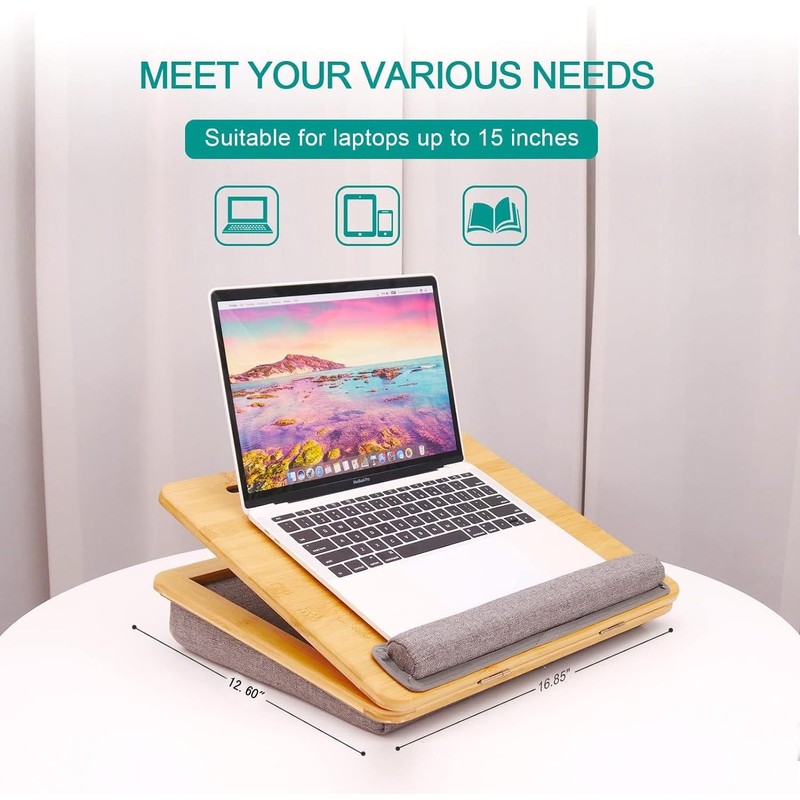 Lap Desk Laptop Tray with Cushion Portable Bed Tray Desk,