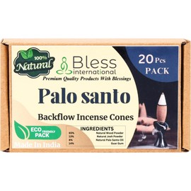 Bless-International Palo-Santo-100%-Natural-Incense-Backflow-Cones-for-Waterfall Handmade-Organic-Chemicals-Free for-Purification-Relaxation-Positivity-Meditation The-Best-scents-20-Count