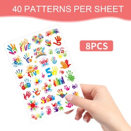 Hi Five Temporary Tattoos, 200+ 5th Birthday Party Decorations, Five Fake Tattoo Stickers Party Favors for Boys Girls Kids School Carnival(8 sheets)