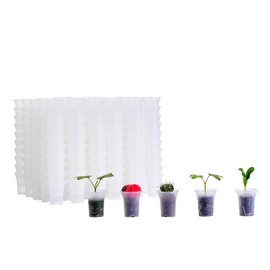 BangQiao 300 Pack 1.80 Inch Tiny Clear Plastic Nursery and Seedling Pot, Mini Transplant Seed Starter Planter with Drain Hole for Germination, Herb, Succulent