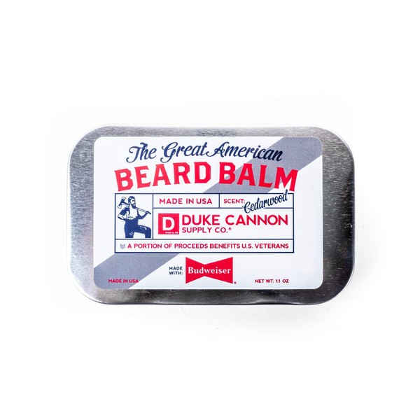 Duke Cannon Supply Co. Great American Beard Balm, Net Wt. 1.1oz - Made with Budweiser (Cedarwood Scent) / Paraben-Free, Dye-Free
