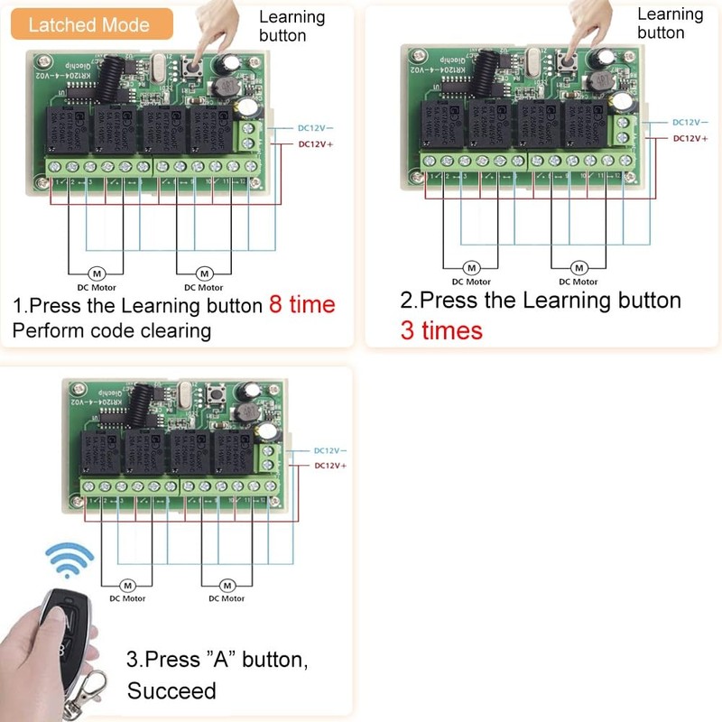 QIACHIP 433Mhz Wireless RF Switch Long Range DC 12V 4CH