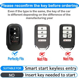 Tukellen for Honda Key Fob Cover Leather,with Keychain Compatible with 2022 2023 2024 Accord Civic HR-V CR-V Pilot,5 Buttons Smart Remote Key-Red