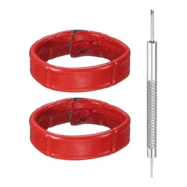 sourcing map 2pcs Leather Watch Band Loops 24mm Replacement Watch Band Keeper Watch Strap Holder Retainer Wristwatch Strap Fastener Rings, Red