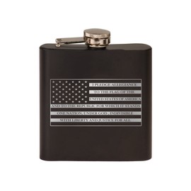 Rogue River Tactical Pledge of Allegiance USA American Flag Stainless Steel Hip Flask Premium Matte Black Makes a Great Gift for Him Dad Father